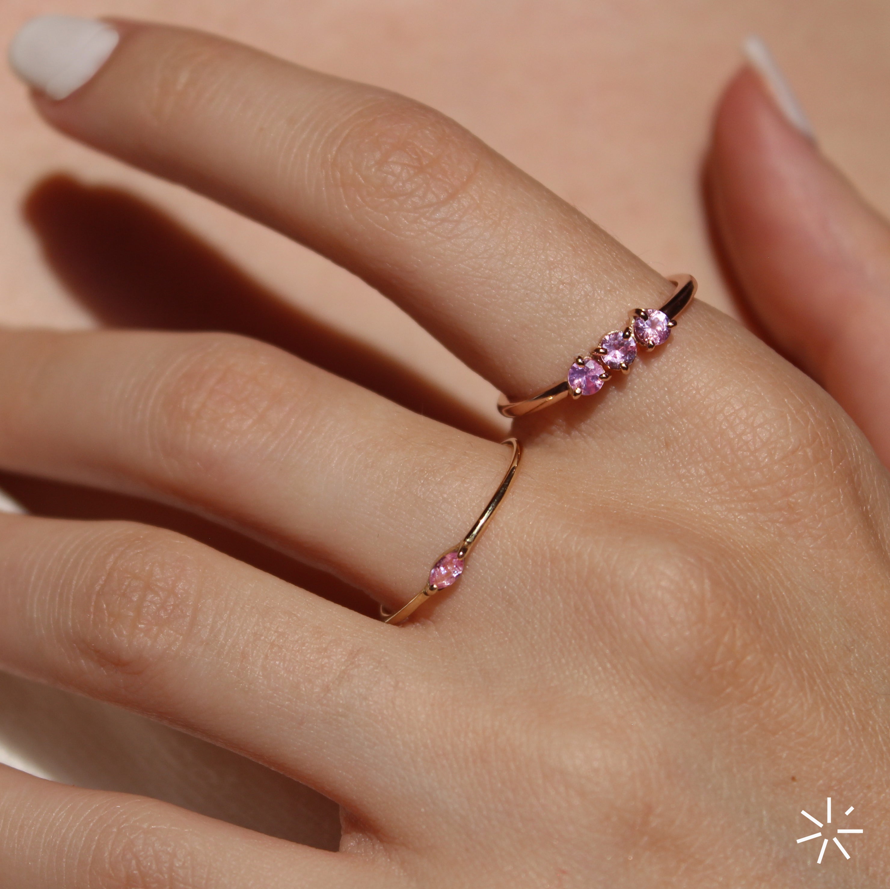 Anillo M a de zafiro rosa LLUL